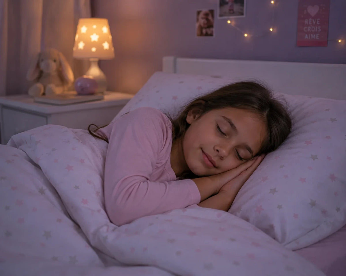 Meisje slaapt rustig met absorberend ondergoed tegen bedplassen
