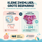 Wasbare zwemluier tegenover wegwerp zwemluiers: 46 euro besparing in 30 zwembeurten