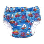 Wasbare zwemluier voor baby en peuter, motief bootjes en octopussen, blauw